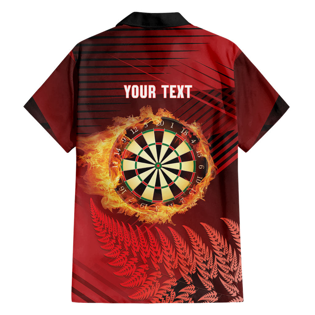 Personalised Darts New Zealand Family Matching Off Shoulder Maxi Dress and Hawaiian Shirt Silver Fern Red Color