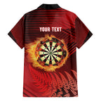 Personalised Darts New Zealand Family Matching Off Shoulder Maxi Dress and Hawaiian Shirt Silver Fern Red Color