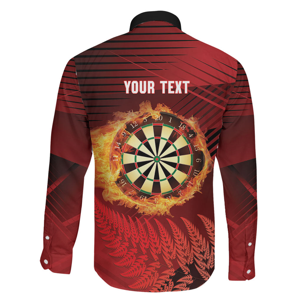 Personalised Darts New Zealand Family Matching Off Shoulder Maxi Dress and Hawaiian Shirt Silver Fern Red Color