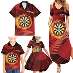Personalised Darts New Zealand Family Matching Summer Maxi Dress and Hawaiian Shirt Silver Fern Red Color