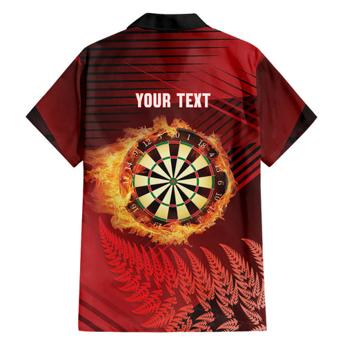 Personalised Darts New Zealand Family Matching Summer Maxi Dress and Hawaiian Shirt Silver Fern Red Color