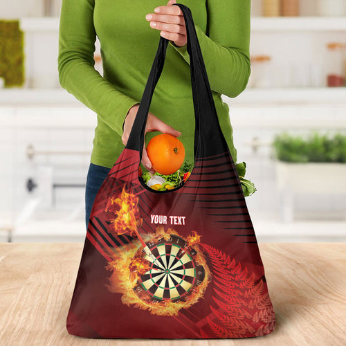 Personalised Darts New Zealand Grocery Bag Silver Fern Red Color