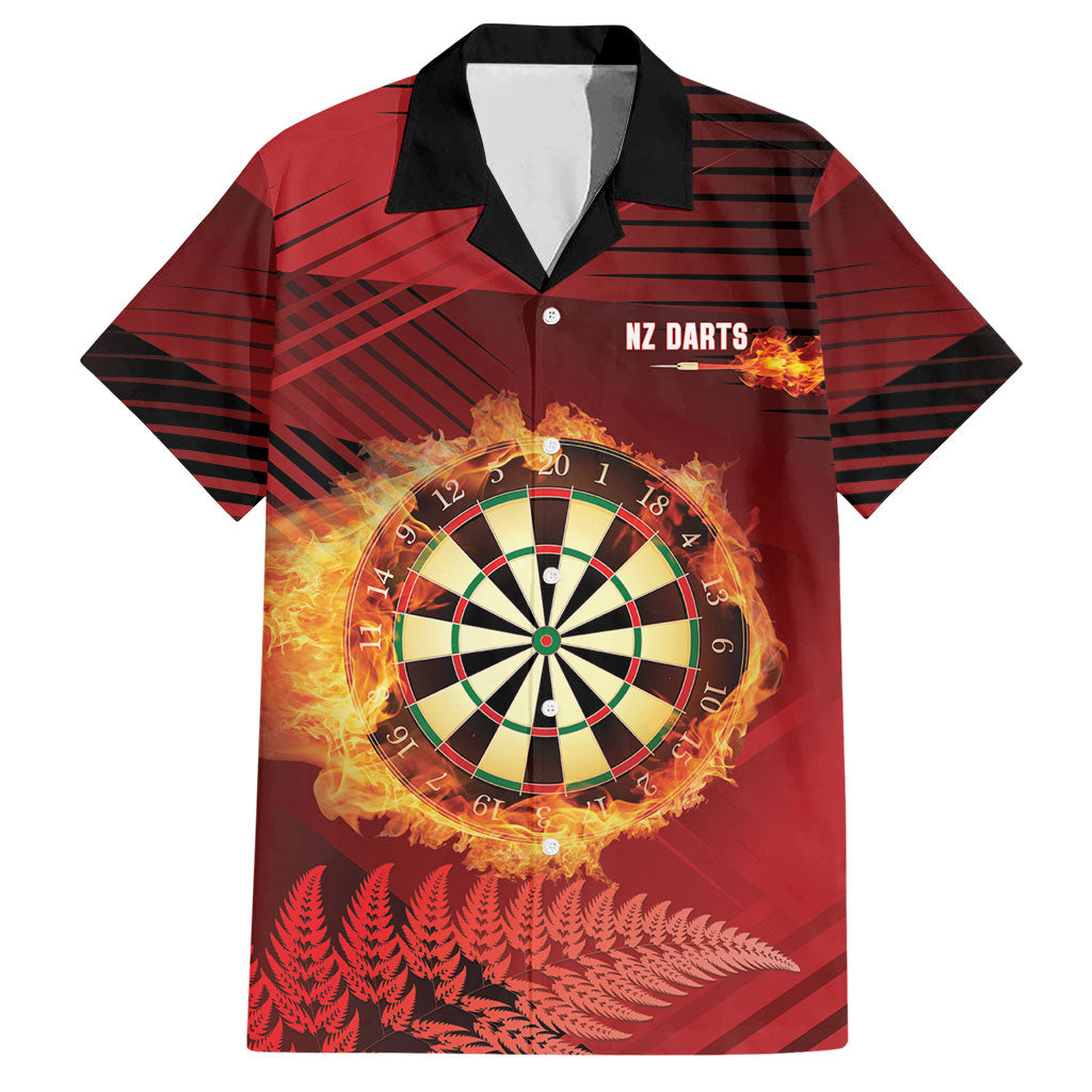 Personalised Darts New Zealand Hawaiian Shirt Silver Fern Red Color