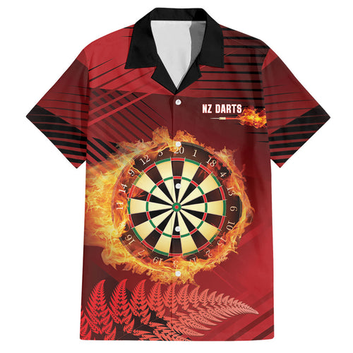 Personalised Darts New Zealand Hawaiian Shirt Silver Fern Red Color