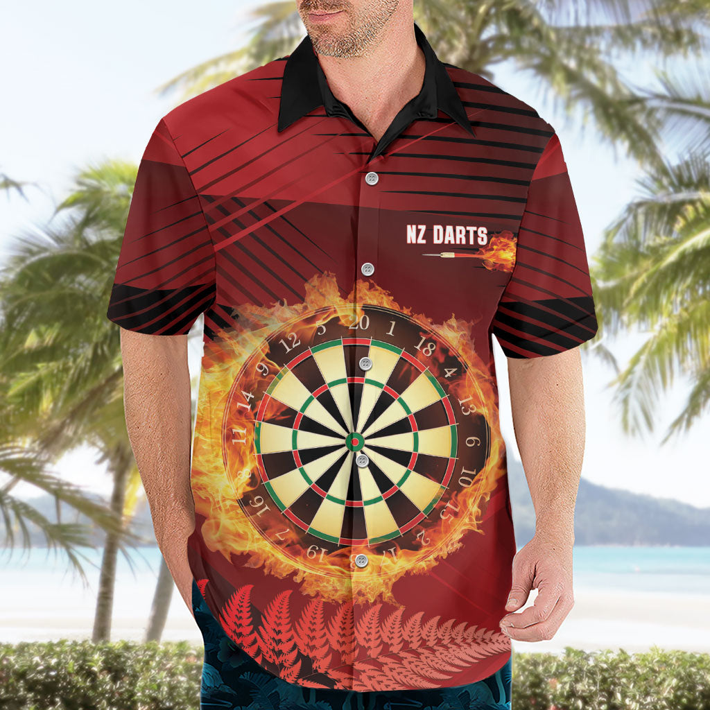 Personalised Darts New Zealand Hawaiian Shirt Silver Fern Red Color