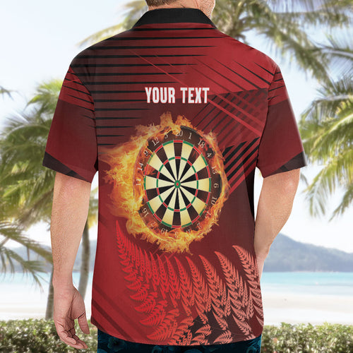 Personalised Darts New Zealand Hawaiian Shirt Silver Fern Red Color