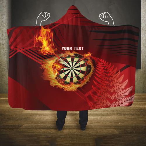 Personalised Darts New Zealand Hooded Blanket Silver Fern Red Color