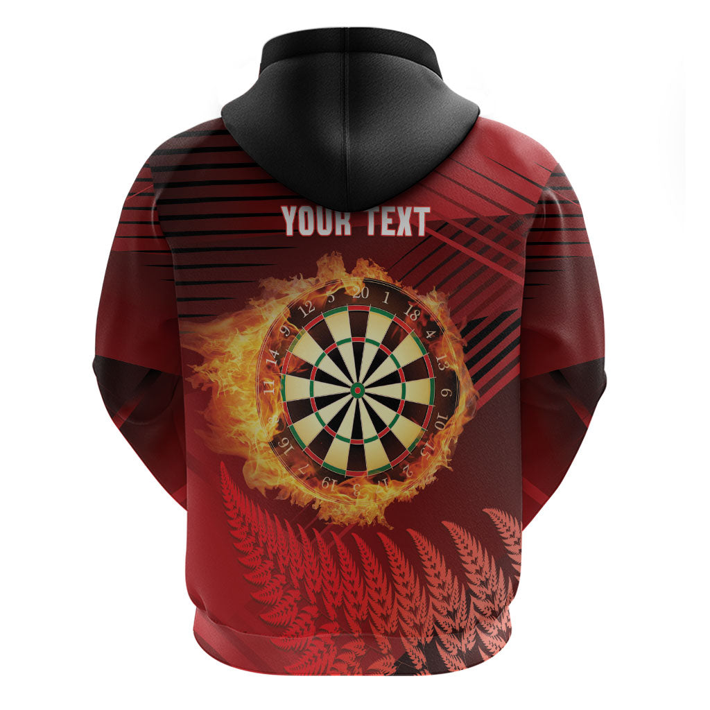 Personalised Darts New Zealand Hoodie Silver Fern Red Color