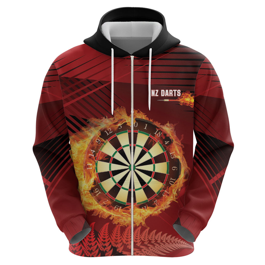 Personalised Darts New Zealand Hoodie Silver Fern Red Color