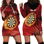 Personalised Darts New Zealand Hoodie Dress Silver Fern Red Color