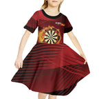 Personalised Darts New Zealand Kid Short Sleeve Dress Silver Fern Red Color