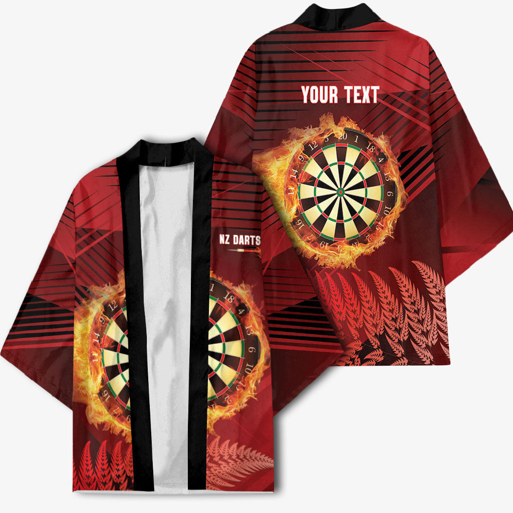 Personalised Darts New Zealand Kimono Silver Fern Red Color