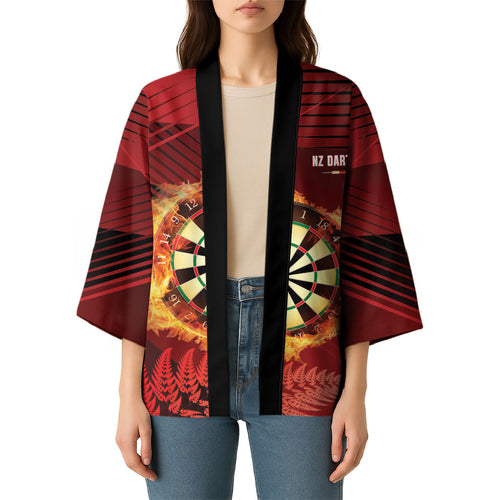 Personalised Darts New Zealand Kimono Silver Fern Red Color