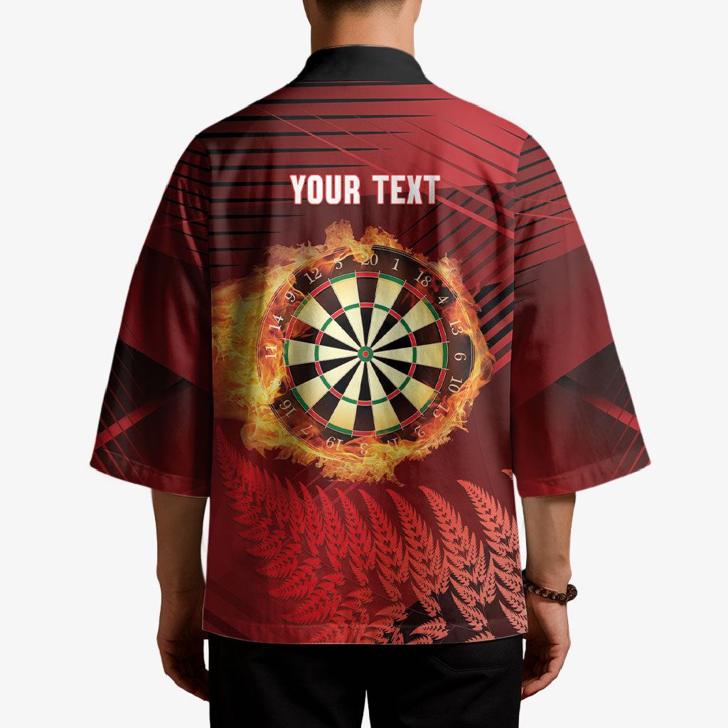 Personalised Darts New Zealand Kimono Silver Fern Red Color