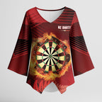 Personalised Darts New Zealand Kimono Sleeve Blouse Silver Fern Red Color