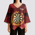 Personalised Darts New Zealand Kimono Sleeve Blouse Silver Fern Red Color