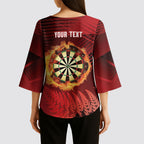 Personalised Darts New Zealand Kimono Sleeve Blouse Silver Fern Red Color