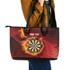 Personalised Darts New Zealand Leather Tote Bag Silver Fern Red Color