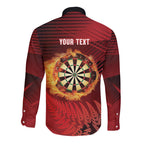 Personalised Darts New Zealand Long Sleeve Button Shirt Silver Fern Red Color