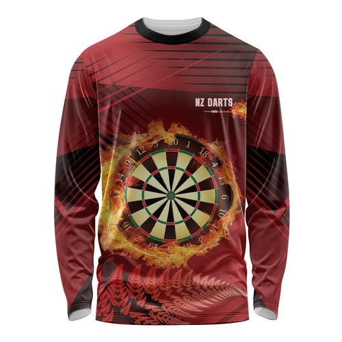 Personalised Darts New Zealand Long Sleeve Shirt Silver Fern Red Color