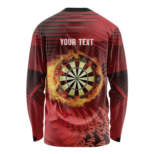 Personalised Darts New Zealand Long Sleeve Shirt Silver Fern Red Color