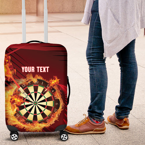 Personalised Darts New Zealand Luggage Cover Silver Fern Red Color