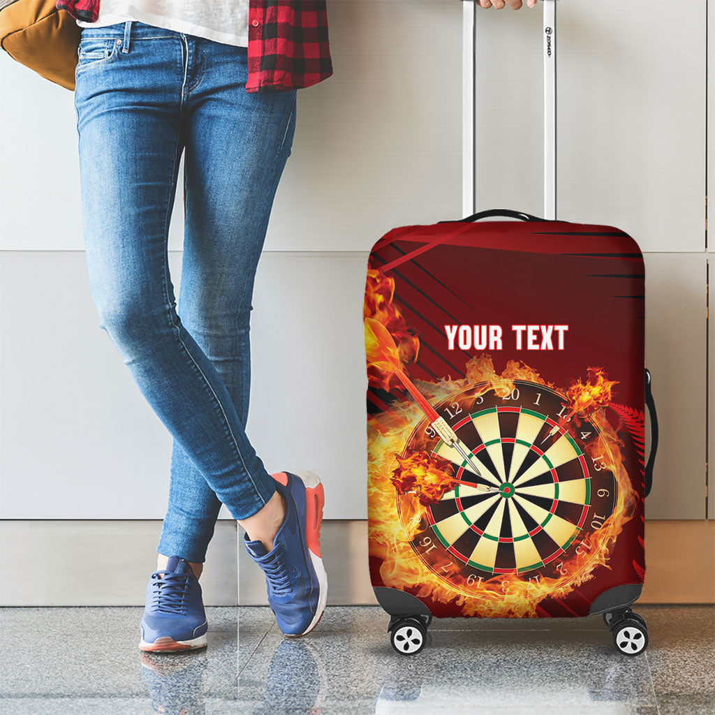 Personalised Darts New Zealand Luggage Cover Silver Fern Red Color