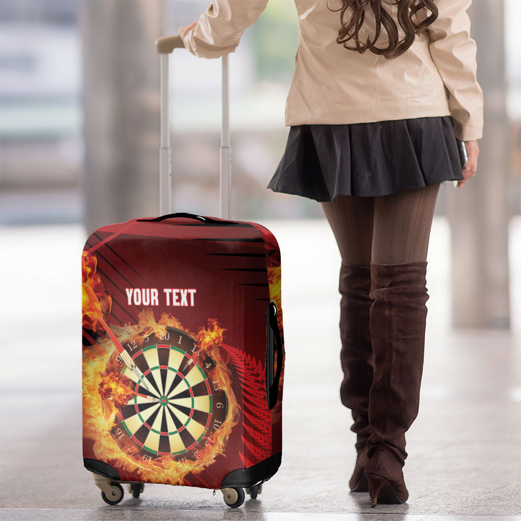 Personalised Darts New Zealand Luggage Cover Silver Fern Red Color