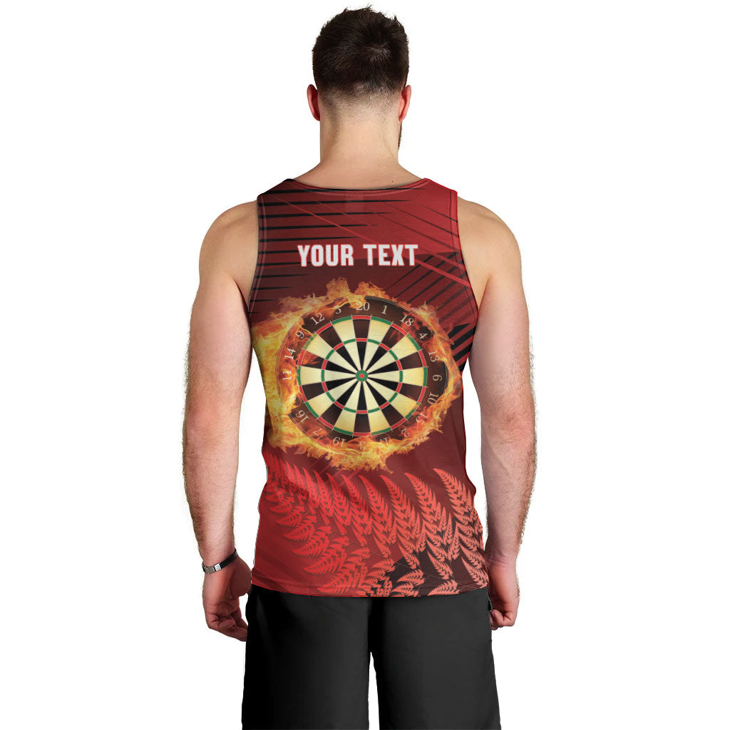 Personalised Darts New Zealand Men Tank Top Silver Fern Red Color