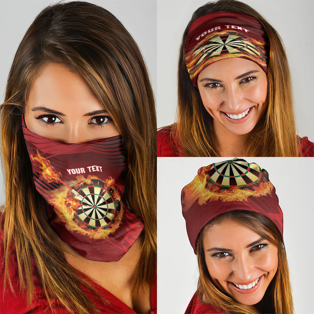 Personalised Darts New Zealand Neck Gaiter Silver Fern Red Color
