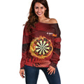 Personalised Darts New Zealand Off Shoulder Sweater Silver Fern Red Color