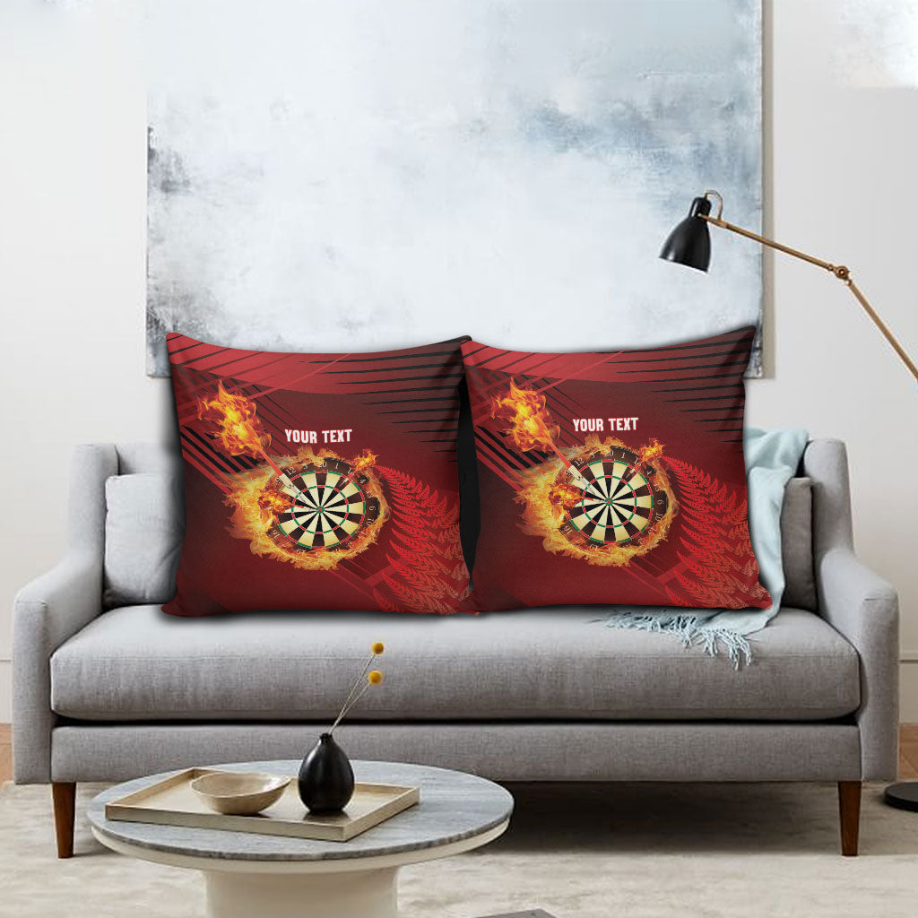 Personalised Darts New Zealand Pillow Cover Silver Fern Red Color