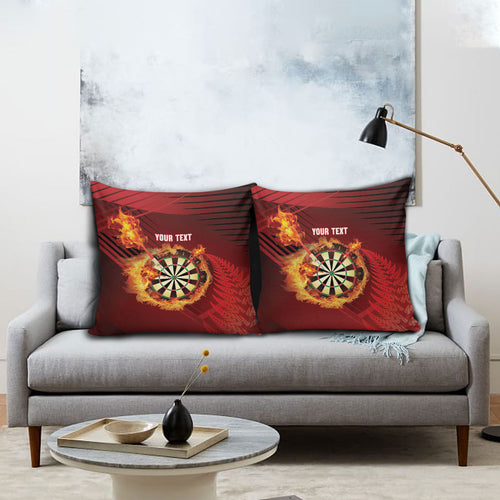 Personalised Darts New Zealand Pillow Cover Silver Fern Red Color