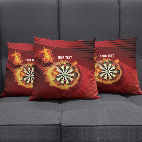 Personalised Darts New Zealand Pillow Cover Silver Fern Red Color