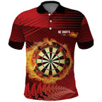 Personalised Darts New Zealand Polo Shirt Silver Fern Red Color