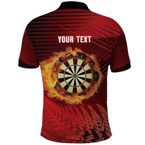Personalised Darts New Zealand Polo Shirt Silver Fern Red Color