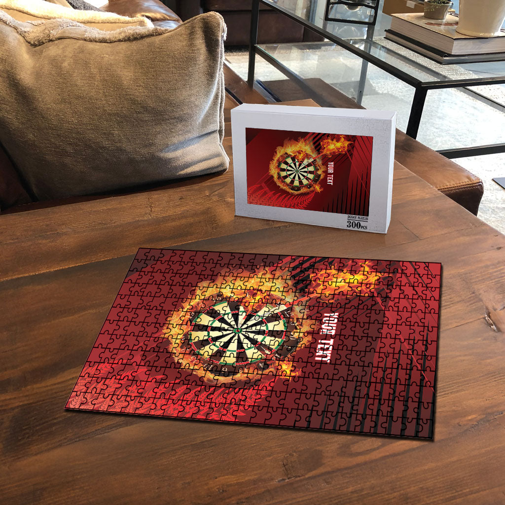 Personalised Darts New Zealand Puzzle Silver Fern Red Color