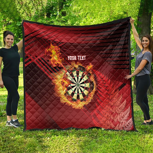 Personalised Darts New Zealand Quilt Silver Fern Red Color