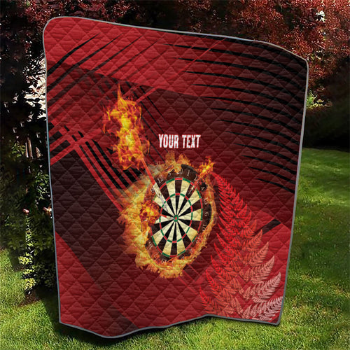 Personalised Darts New Zealand Quilt Silver Fern Red Color