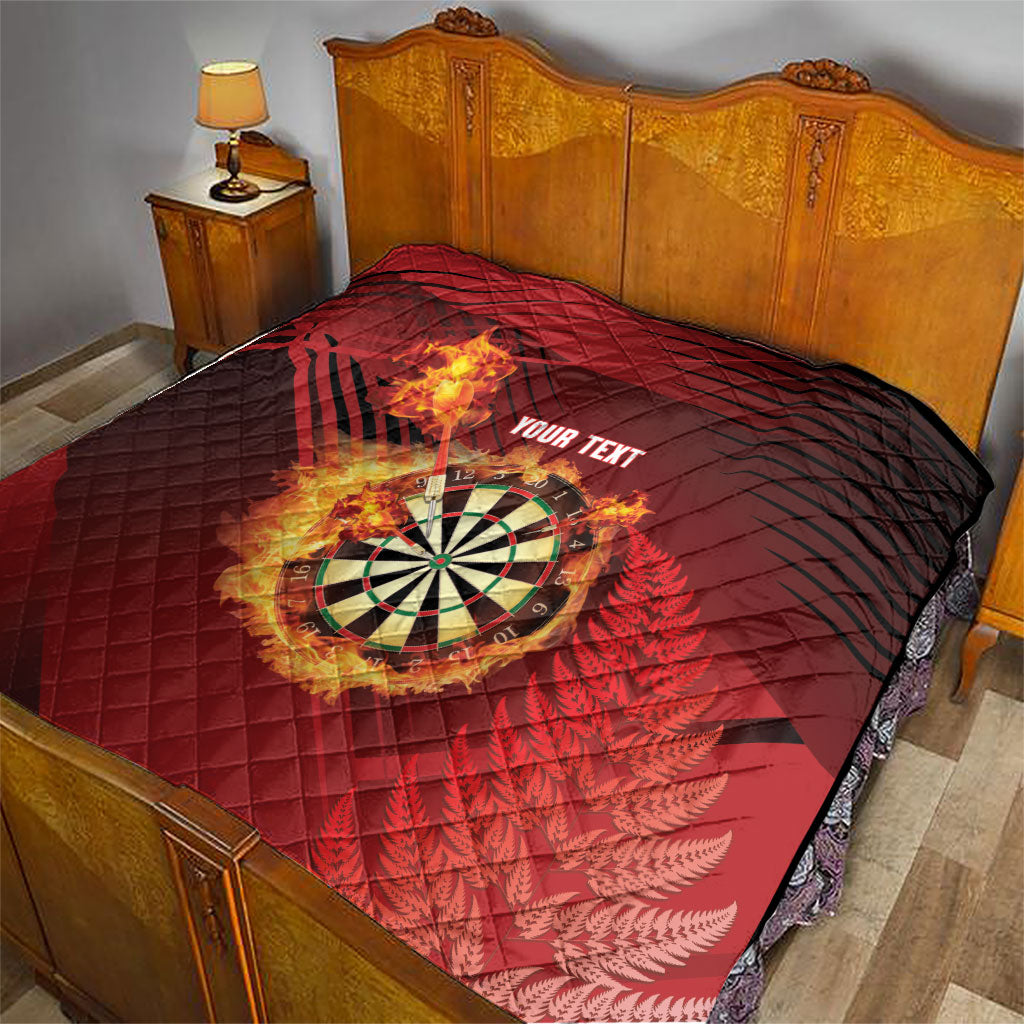 Personalised Darts New Zealand Quilt Silver Fern Red Color