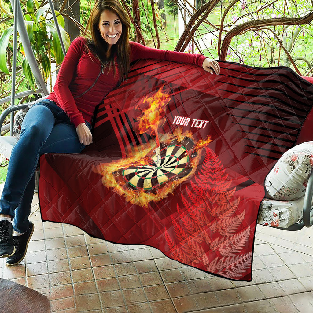Personalised Darts New Zealand Quilt Silver Fern Red Color