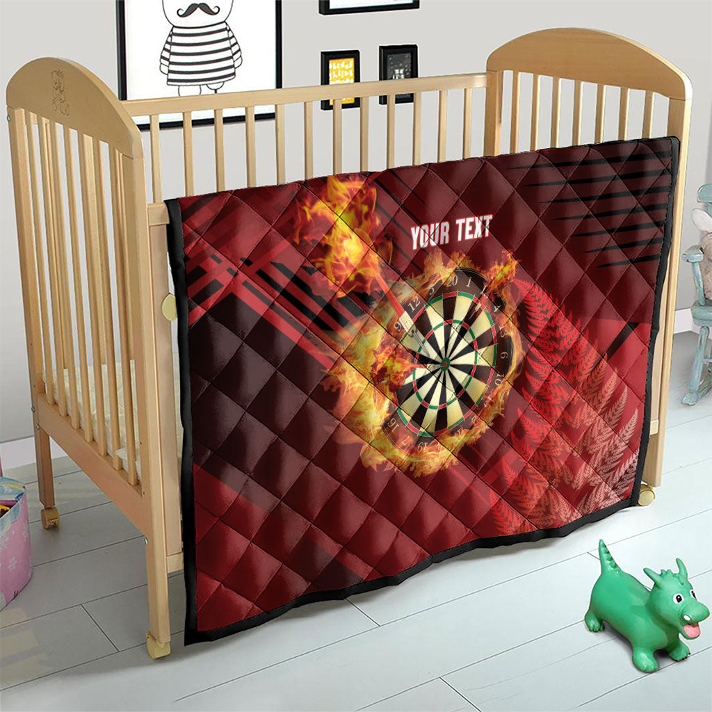 Personalised Darts New Zealand Quilt Silver Fern Red Color