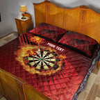 Personalised Darts New Zealand Quilt Bed Set Silver Fern Red Color