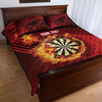 Personalised Darts New Zealand Quilt Bed Set Silver Fern Red Color