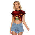 Personalised Darts New Zealand Raglan Cropped T Shirt Silver Fern Red Color