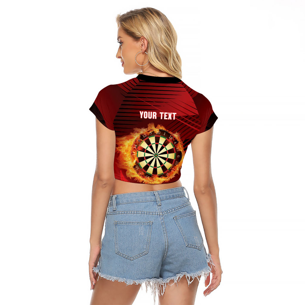 Personalised Darts New Zealand Raglan Cropped T Shirt Silver Fern Red Color