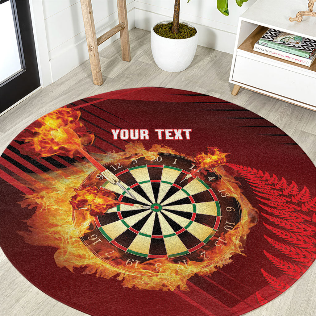 Personalised Darts New Zealand Round Carpet Silver Fern Red Color