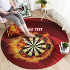 Personalised Darts New Zealand Round Carpet Silver Fern Red Color