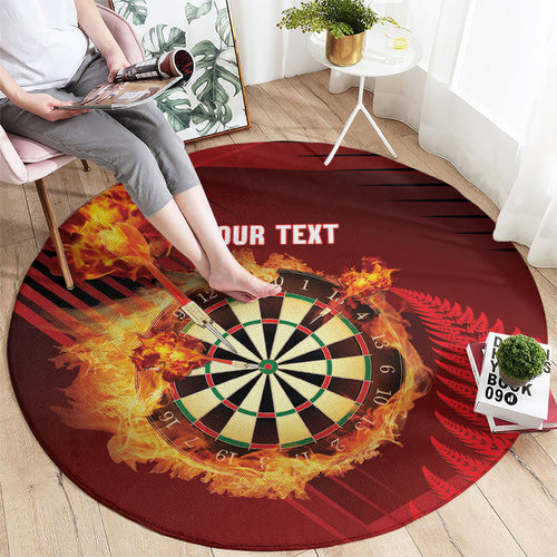 Personalised Darts New Zealand Round Carpet Silver Fern Red Color