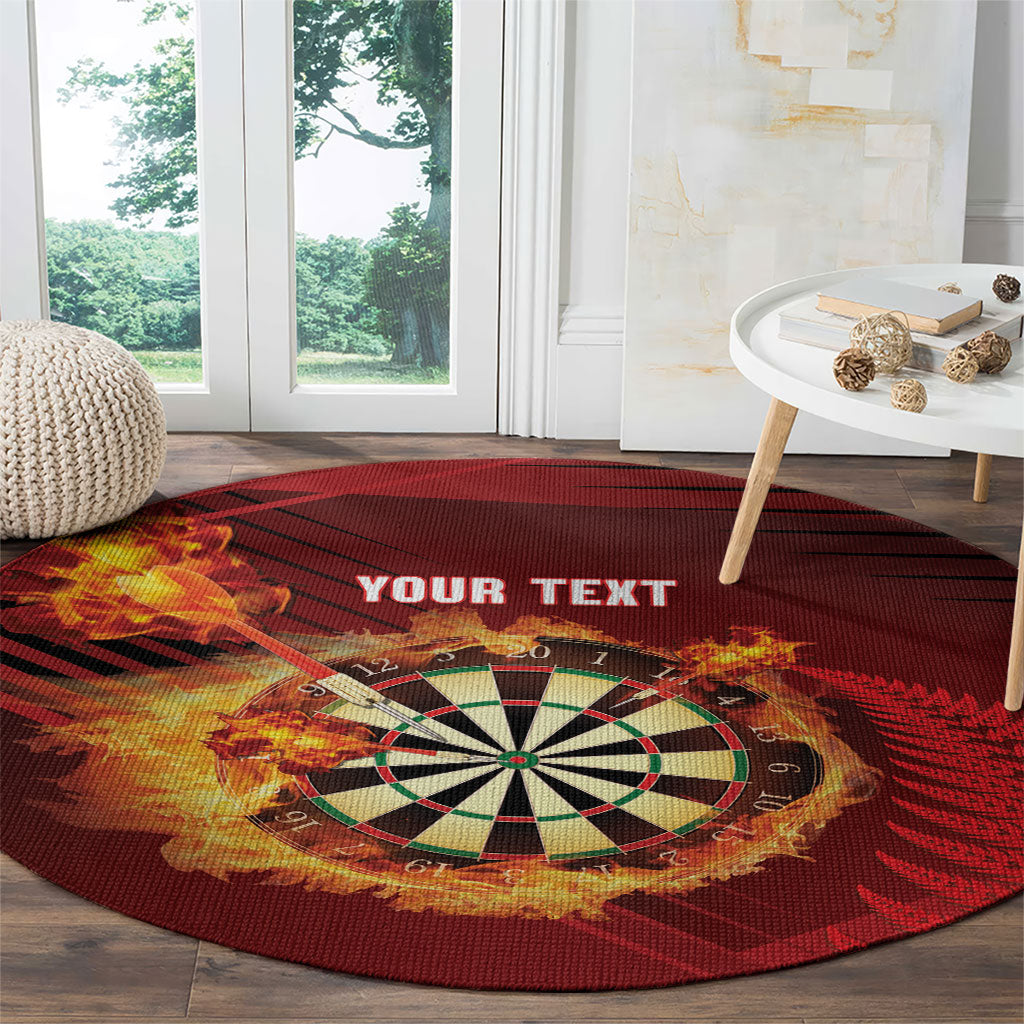 Personalised Darts New Zealand Round Carpet Silver Fern Red Color